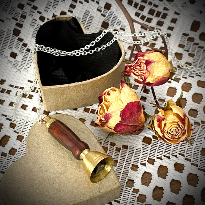 Miniature Brass and Mahogany Bell Necklace