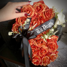 Load image into Gallery viewer, Til Death Rust Colored Coffin Shaped Mourning Inspired Wreath