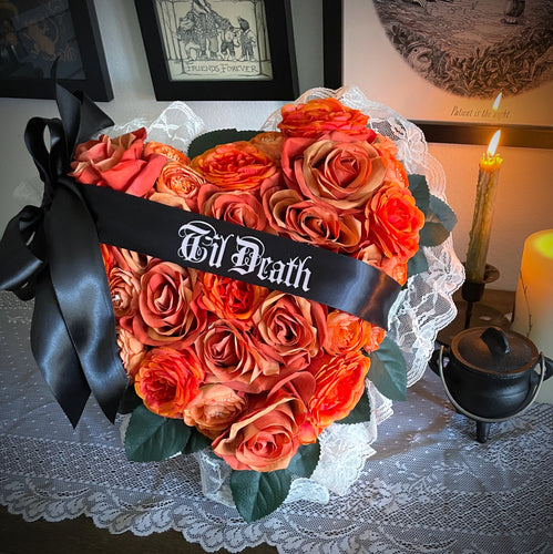 Til Death Rust Colored Heart Shaped Wreath