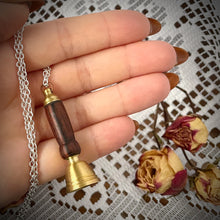Load image into Gallery viewer, Miniature Brass and Mahogany Bell Necklace