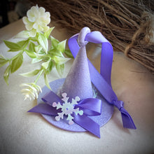 Load image into Gallery viewer, Snowy Lavender Witch&#39;s Hat Ornament