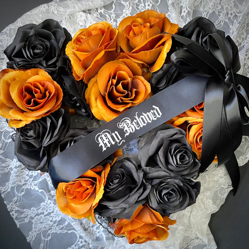 My Beloved Black and Orange Heart Mourning Inspired Wreath