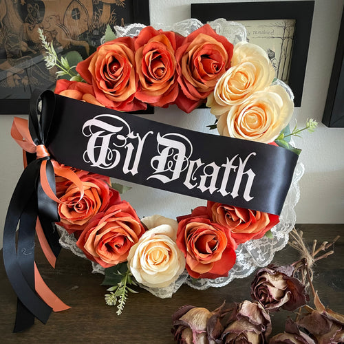 Rust and Antique White Til Death Round Wreath