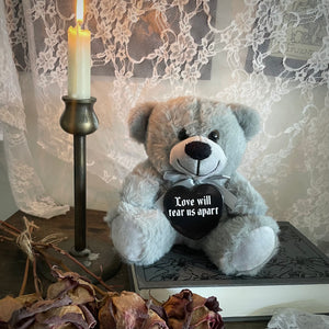 Love Will Tear Us Apart - Grey Valentine's Teddy Bear with Button