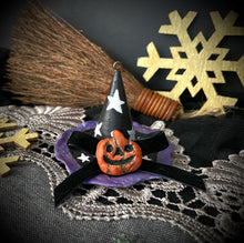 Load image into Gallery viewer, Vintage Halloween Witch&#39;s Hat Hand Adorned Ornament