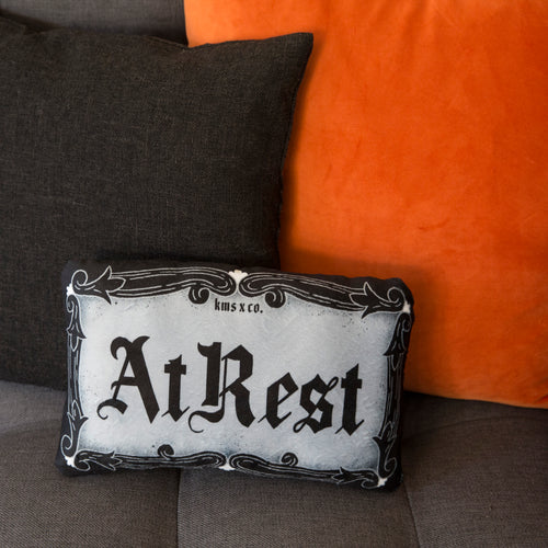 At Rest - Mini Casket Plate Inspired Pillow