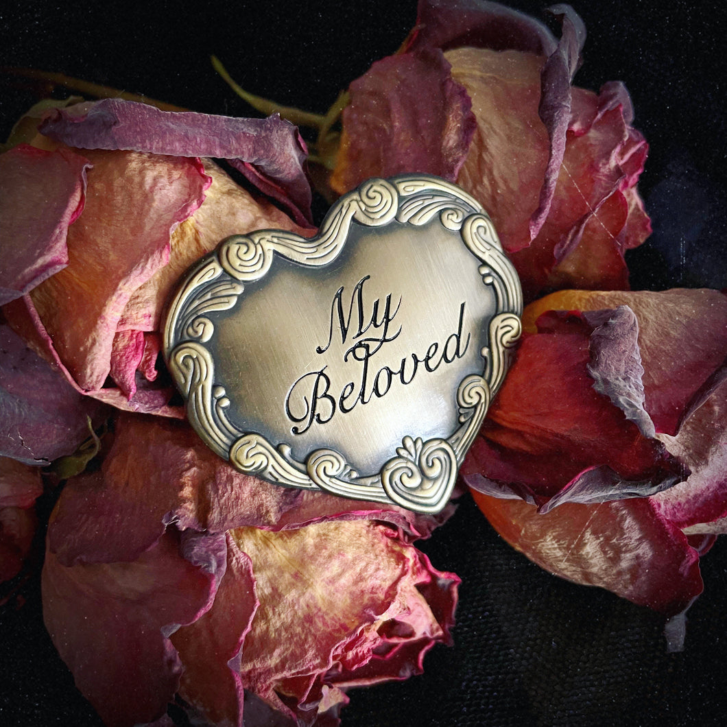 My Beloved - Vintage Casket Plate Inspired Pin in Choice of Gold or Silver Tone