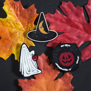 Halloween Wooden Pin - Choice of Ghost, Pumpkin or Witch's Hat