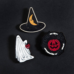 Halloween Wooden Pin - Choice of Ghost, Pumpkin or Witch's Hat
