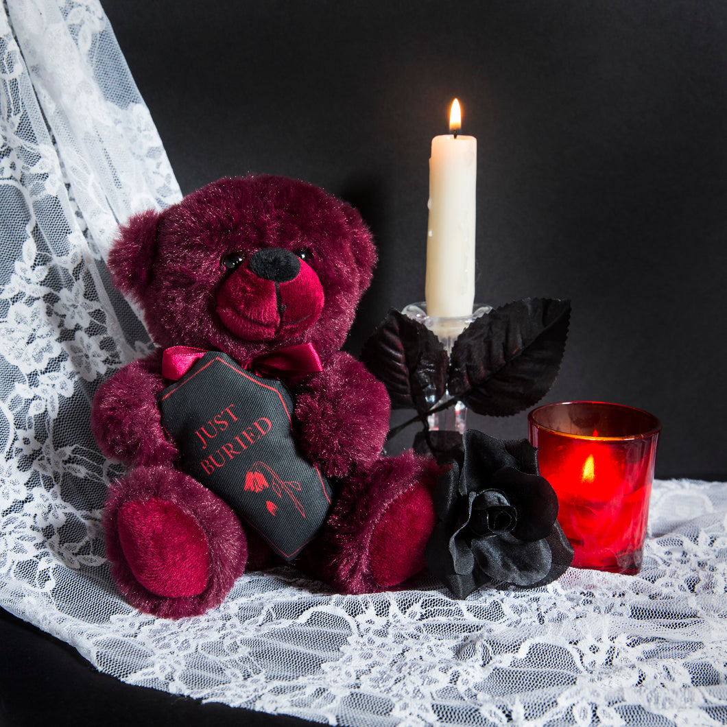 Just Buried - Burgundy Teddy Bear