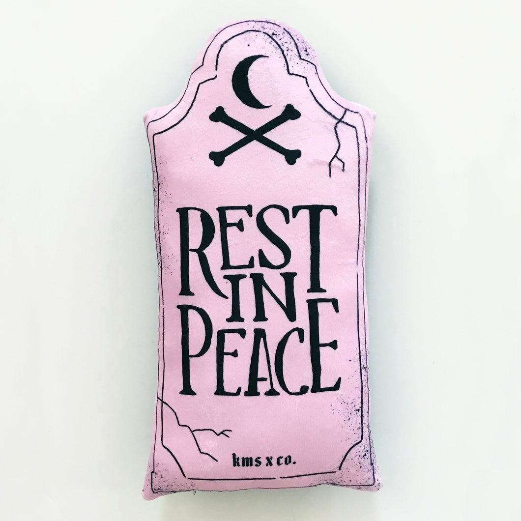 Pastel Pink Rest in Peace Pillow