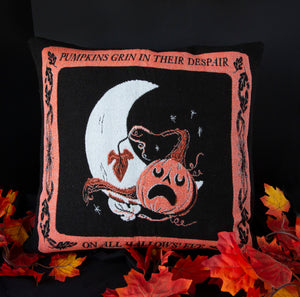 Pumpkins Grin Woven Tapestry Pillow Cover