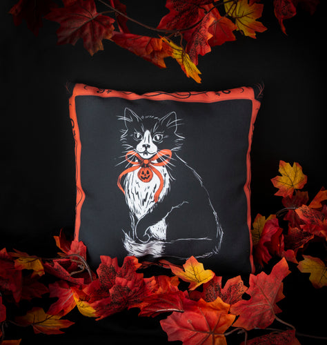 Square Halloween Familiars Cat Pillow