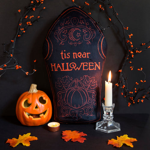 Tis Near Halloween Tombstone Pillow