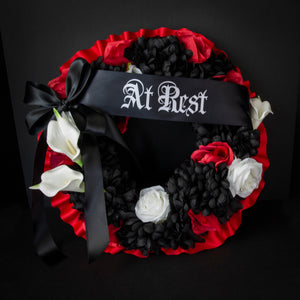 At Rest Large Black and Red Floral Wreath