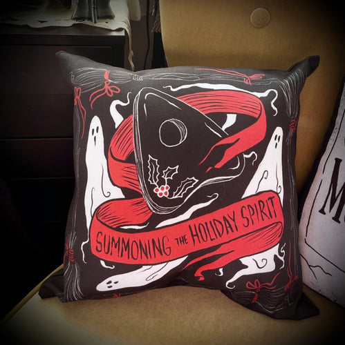 Summoning the Holiday Spirit Throw Pillow
