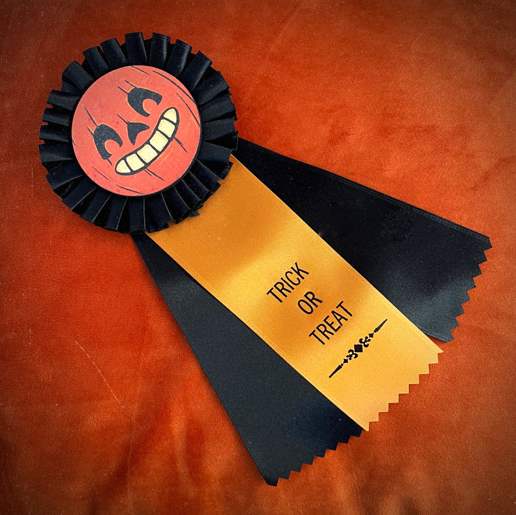 Trick or Treat Rosette Ribbon Pin